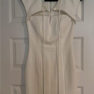 Elliatt Ivory Mini Dress with Pearl Trim
